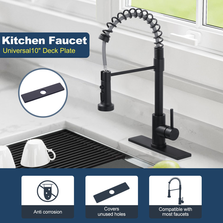 10" Black Stainless Steel Sink Faucet Hole Cover Deck Plate