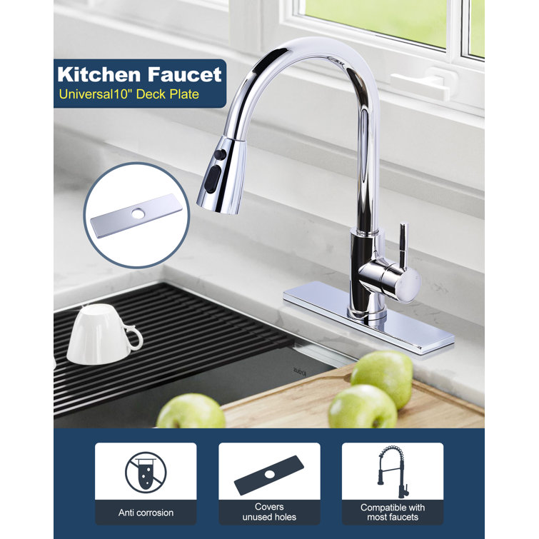 10" Chrome Stainless Steel Kitchen Sink Faucet Hole Cover Deck Plate