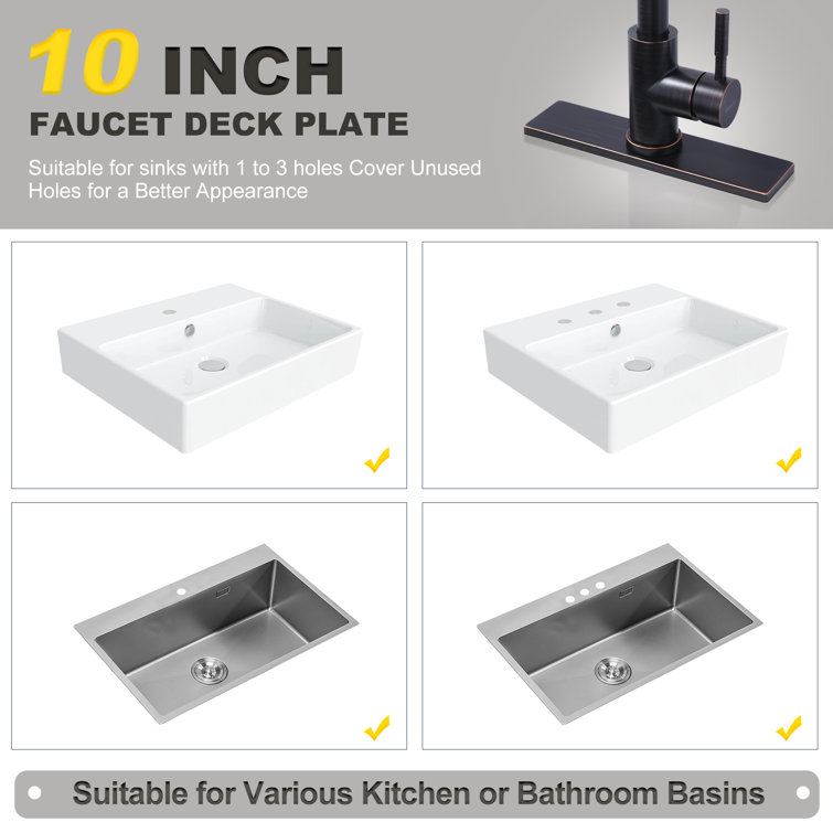 10" Oil Rubbed Bronze Stainless Steel Faucet Deck Plate