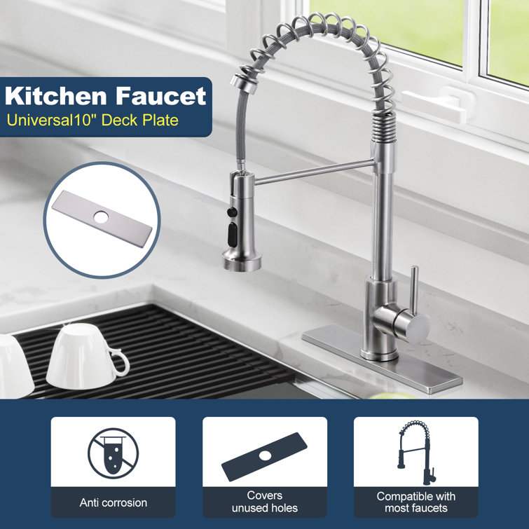 Brushed Nickel Stainless Steel Kitchen Faucet Deck Plate