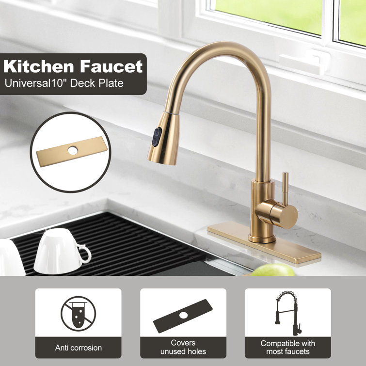 10 Inch Gold Stainless Steel Kitchen Faucet Deck Plate