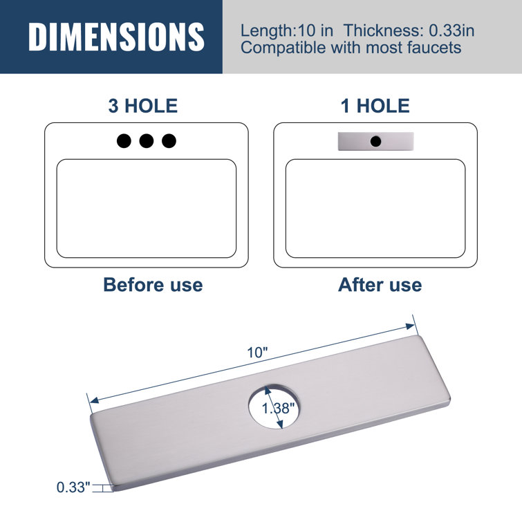 Brushed Nickel Stainless Steel Kitchen Faucet Deck Plate