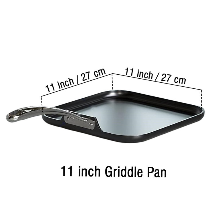 Modern Industrial 20'' Black Anodized Aluminum Square Griddle