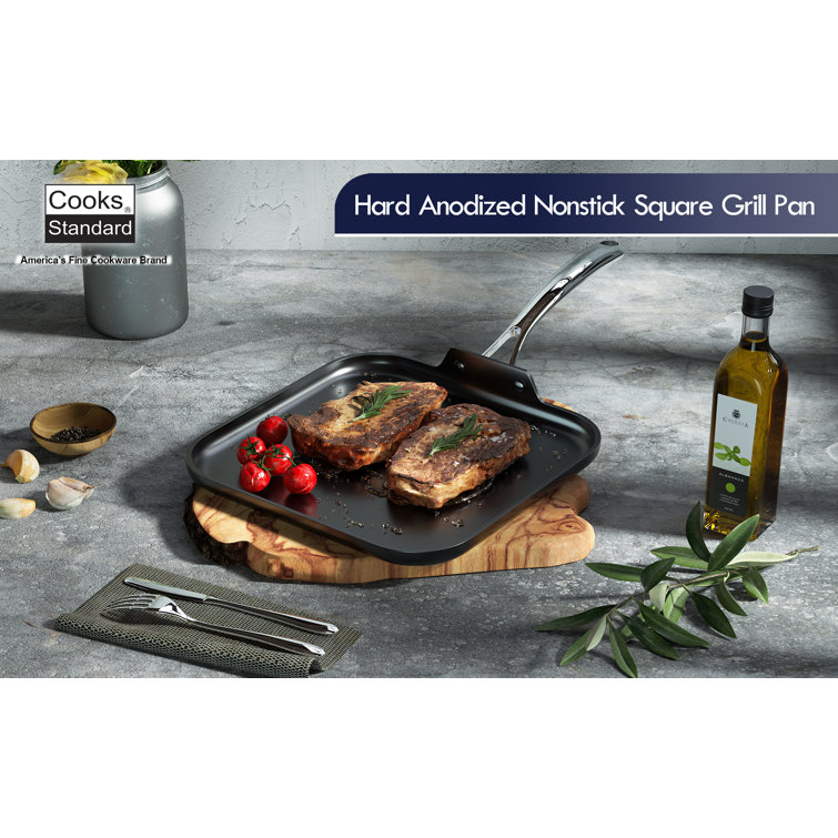 Modern Industrial 20'' Black Anodized Aluminum Square Griddle
