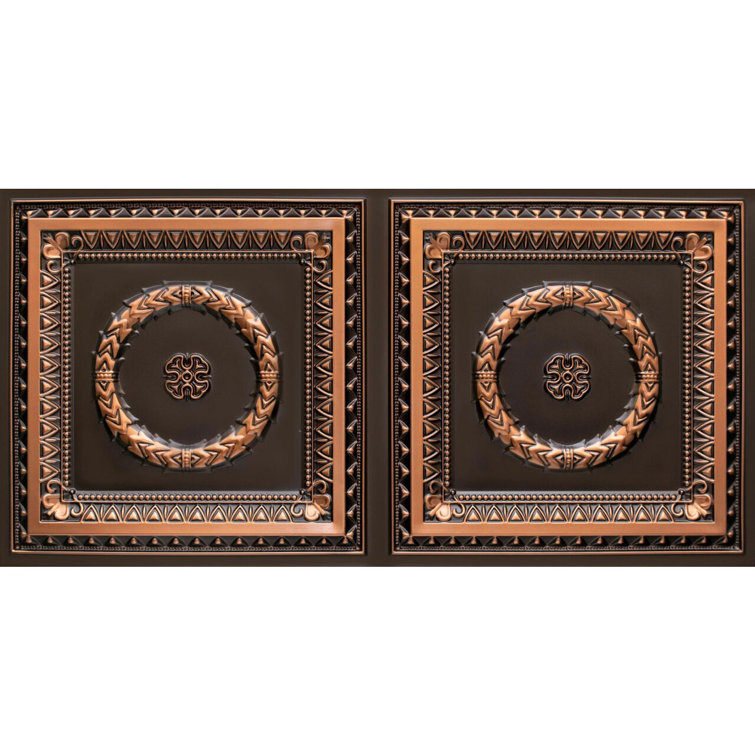Antique Copper 2' x 4' PVC Laurel Wreath Ceiling Tile