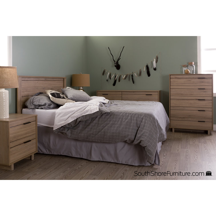 Rustic Oak Double 6-Drawer Dresser with Metal Pulls