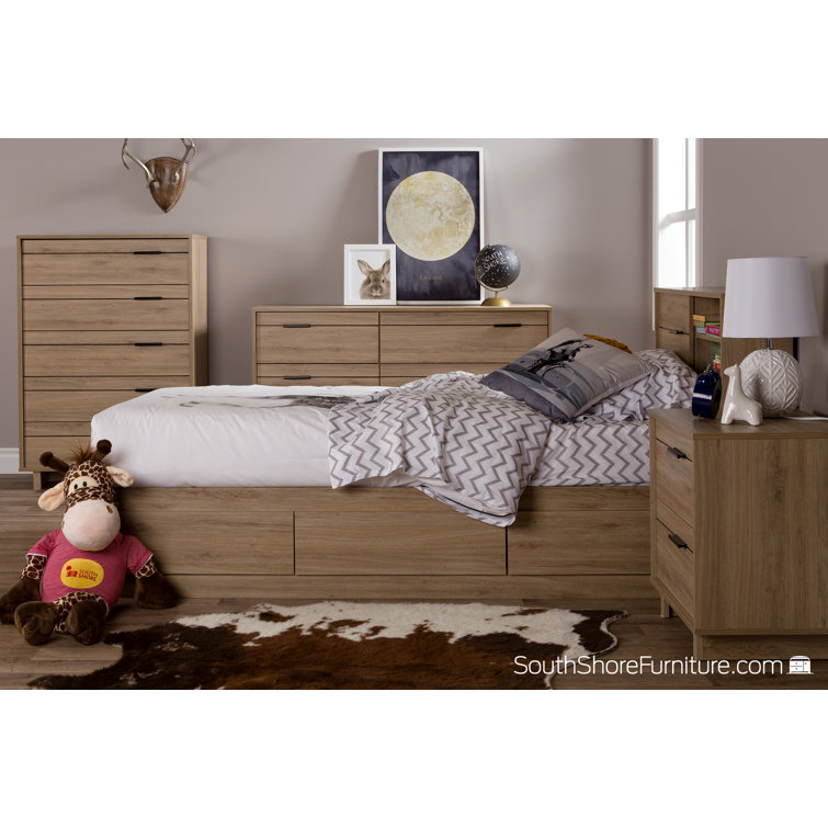 Rustic Oak Double 6-Drawer Dresser with Metal Pulls
