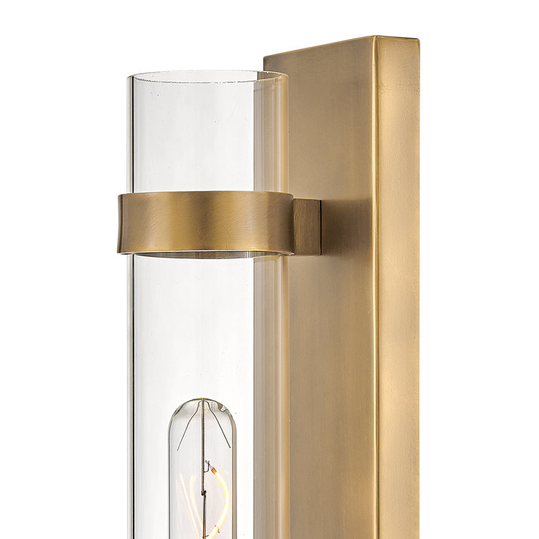 Ryden Heritage Brass Cylinder Sconce with Clear Glass Shade