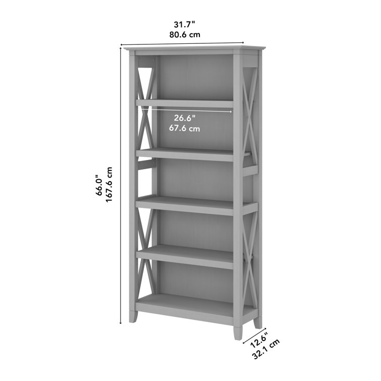 Cape Cod Gray Casual Farmhouse Engineered Wood 5-Shelf Bookcase