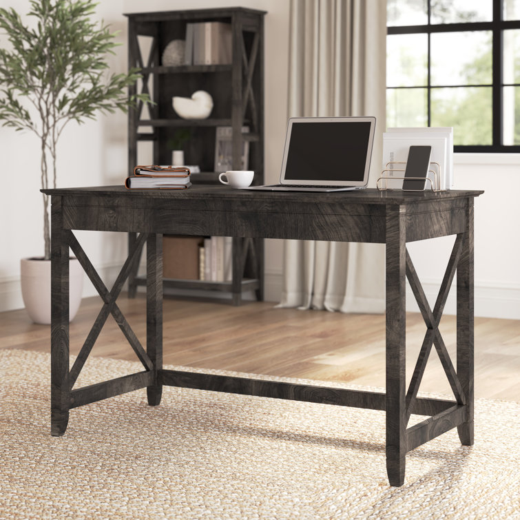 48'' Dark Gray Hickory Engineered Wood Writing Desk with Drawer