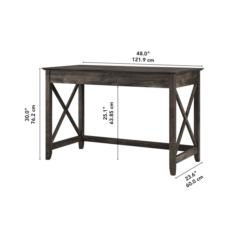 48'' Dark Gray Hickory Engineered Wood Writing Desk with Drawer