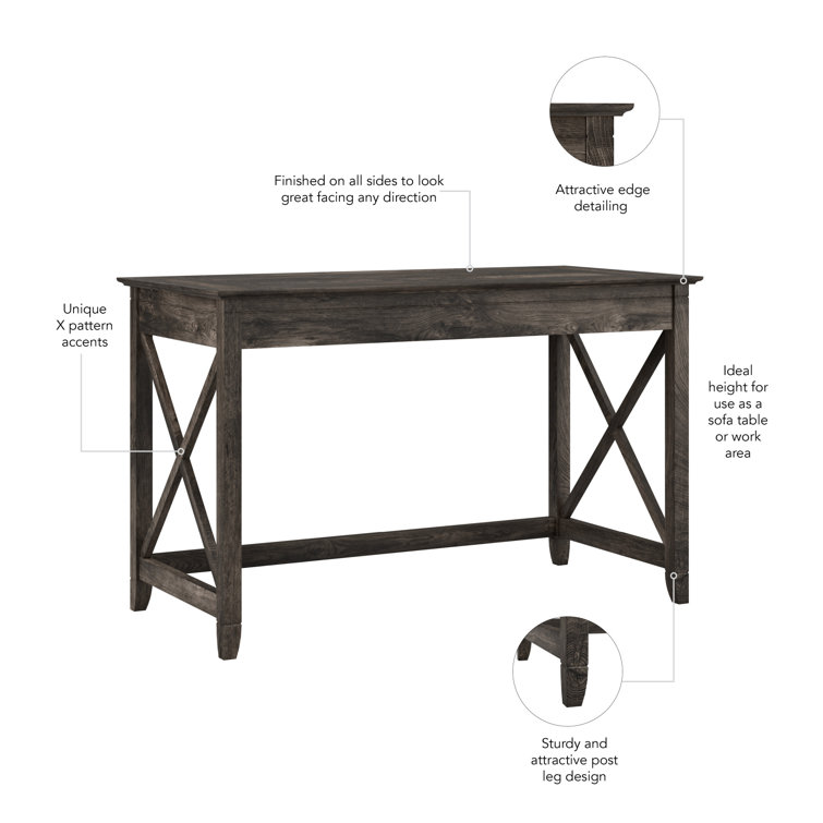 48'' Dark Gray Hickory Engineered Wood Writing Desk with Drawer