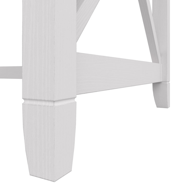 Pure White Oak 60" Corner Desk with Drawer and X-Shaped Sides