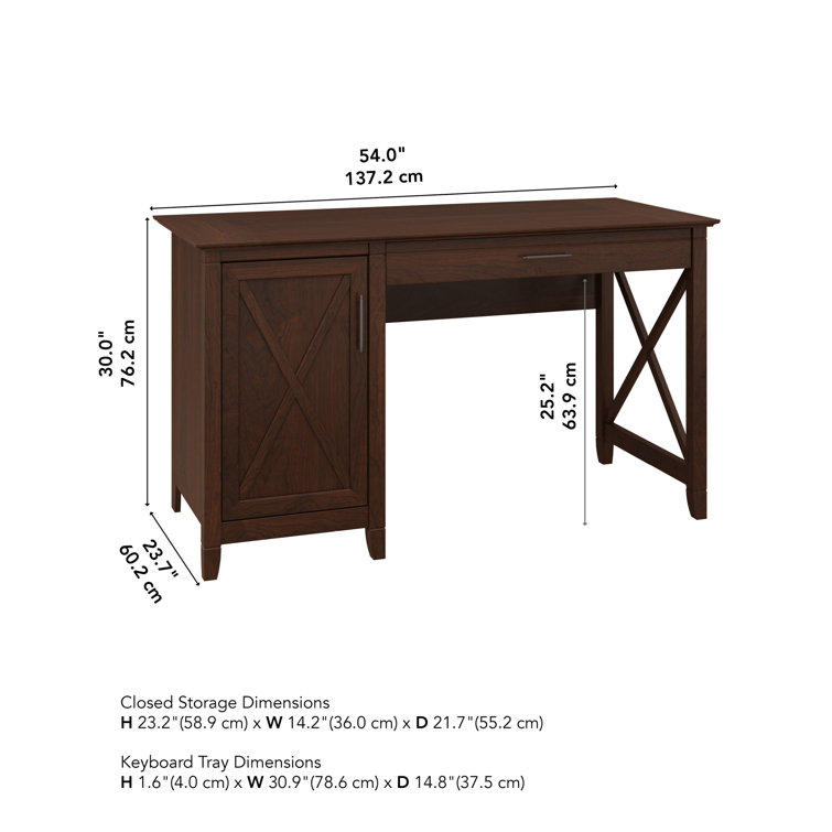 54'' Bing Cherry Wood Home Office Desk with Drawer and Keyboard Tray