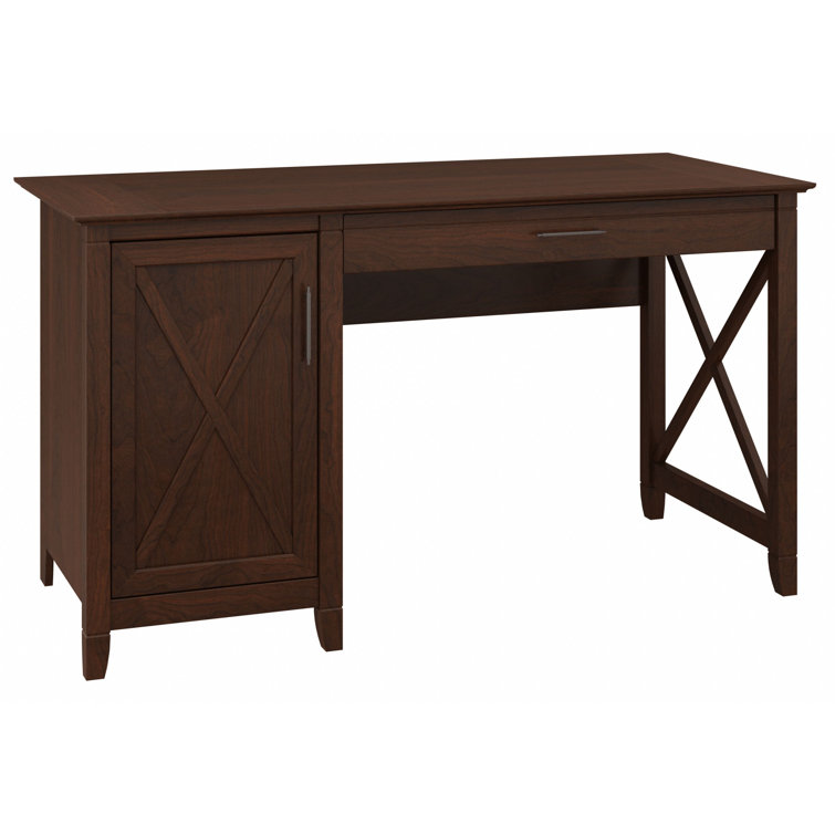 54'' Bing Cherry Wood Home Office Desk with Drawer and Keyboard Tray