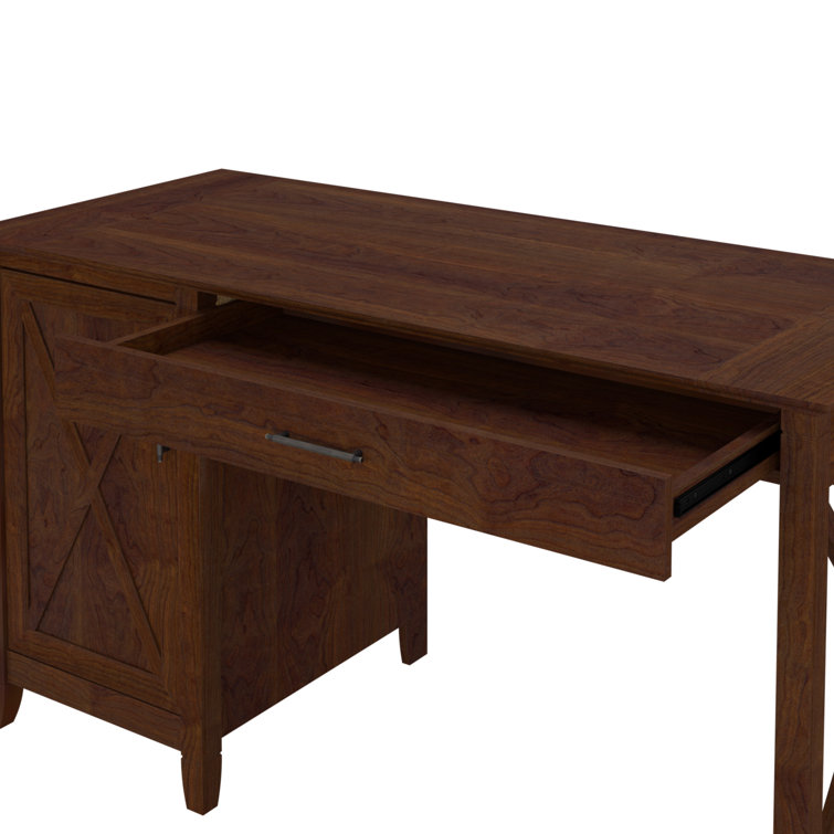54'' Bing Cherry Wood Home Office Desk with Drawer and Keyboard Tray