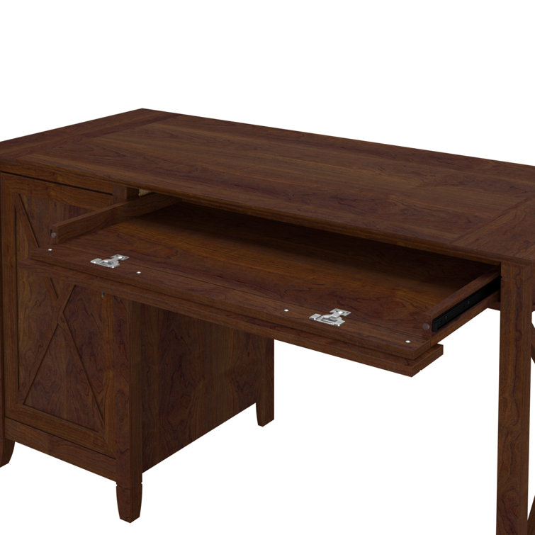54'' Bing Cherry Wood Home Office Desk with Drawer and Keyboard Tray