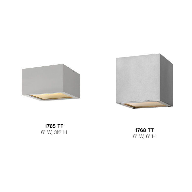 Kube Titanium 6" LED Outdoor Wall Light with Etched Lens