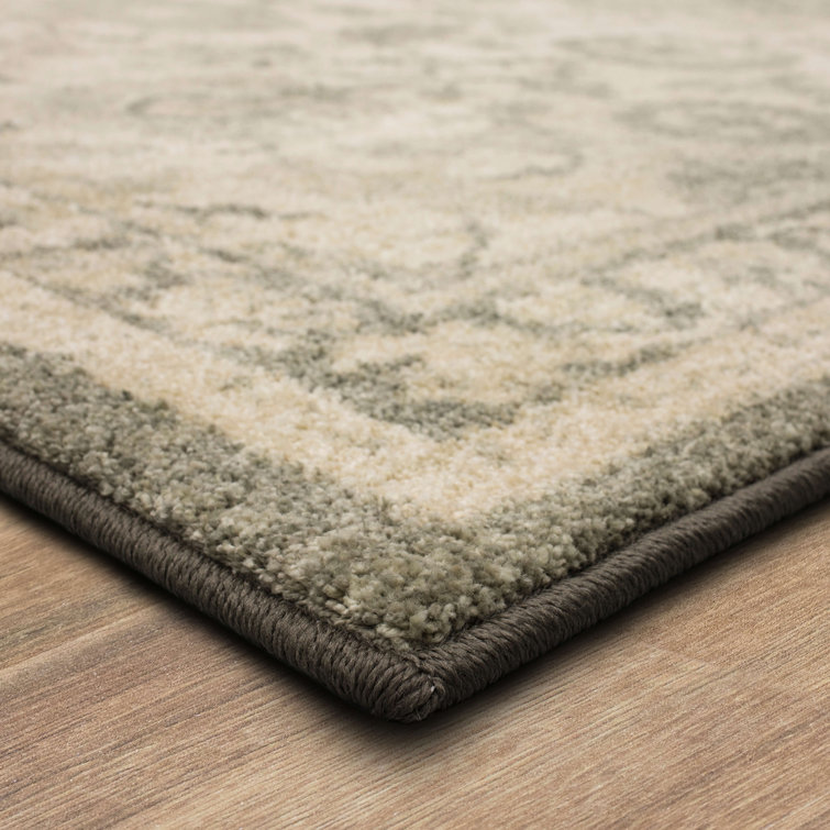 Gray Floral Motif Small Synthetic Accent Rug
