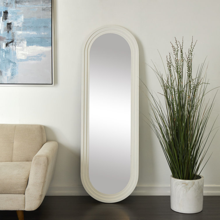 White Oval Full Length Wood Wall Mirror