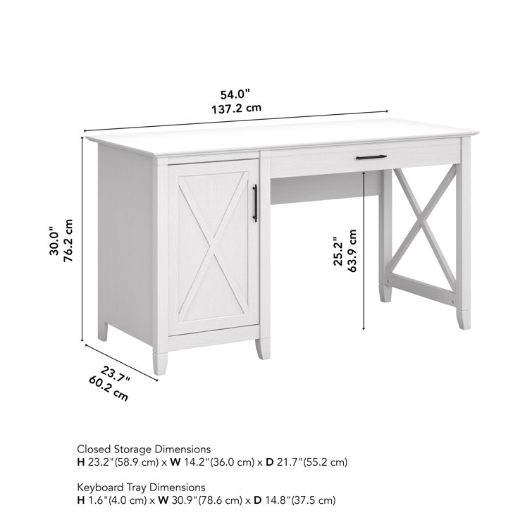 Key West 54'' Pure White Oak Computer Desk with Storage