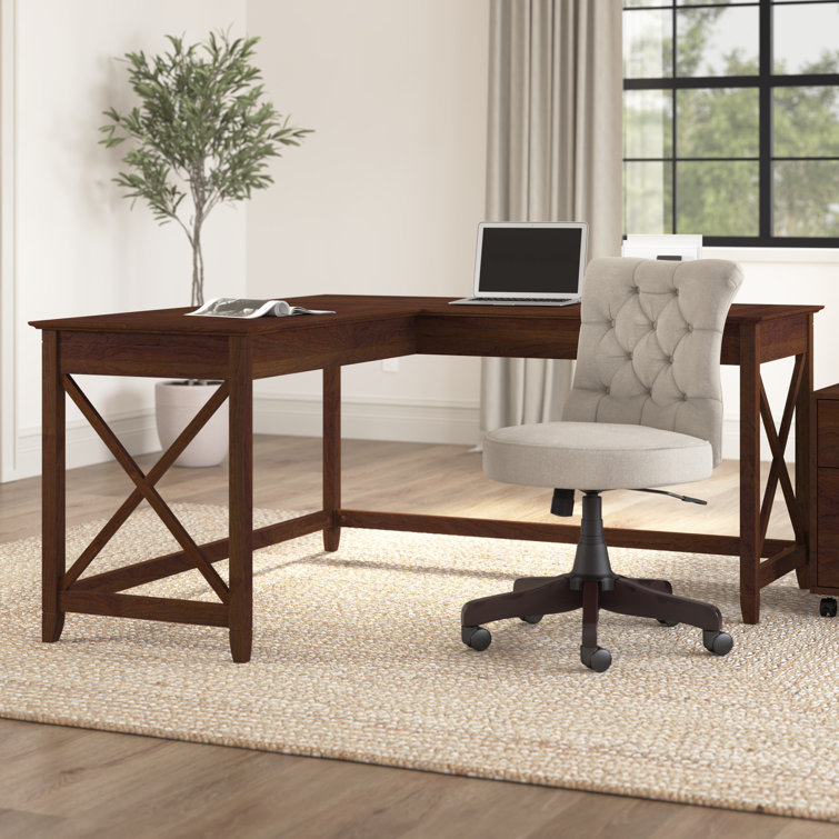 Bing Cherry Wood Composite 60" Corner Desk with Drawer