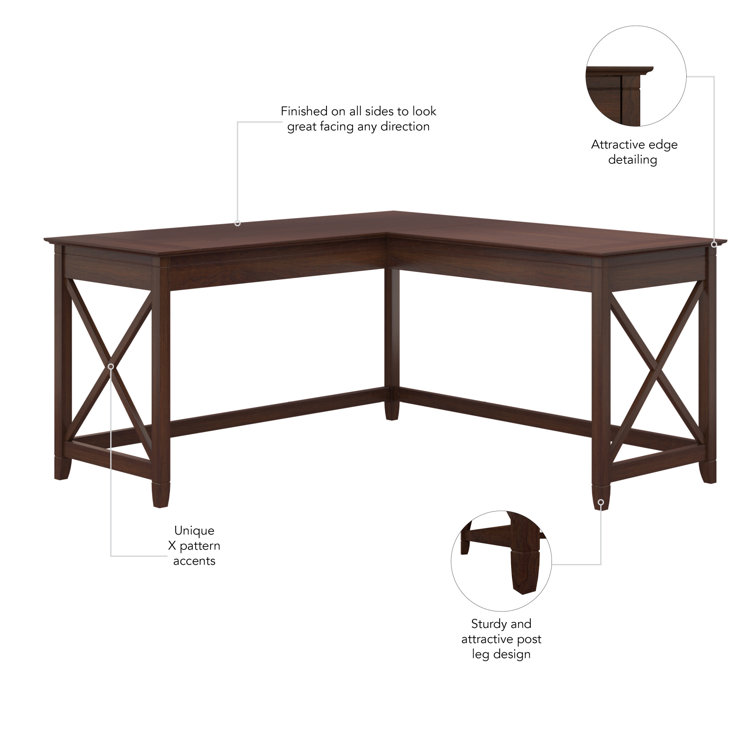 Bing Cherry Wood Composite 60" Corner Desk with Drawer