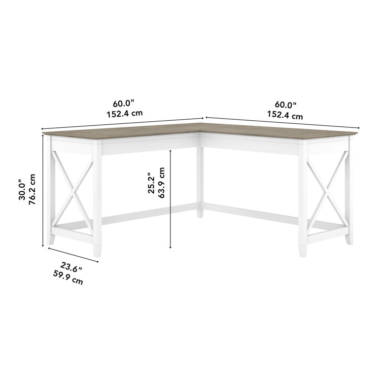 Key West 60" Reclaimed Pine L-Shaped Corner Desk in Pure White