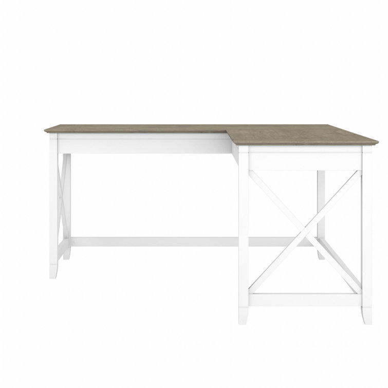 Key West 60" Reclaimed Pine L-Shaped Corner Desk in Pure White