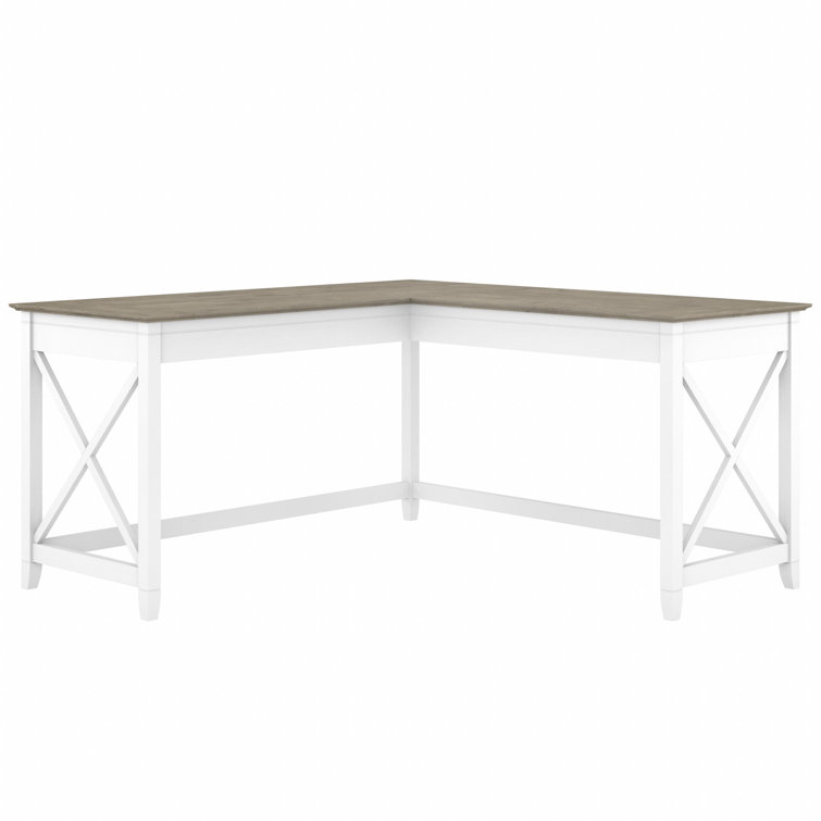 Key West 60" Reclaimed Pine L-Shaped Corner Desk in Pure White
