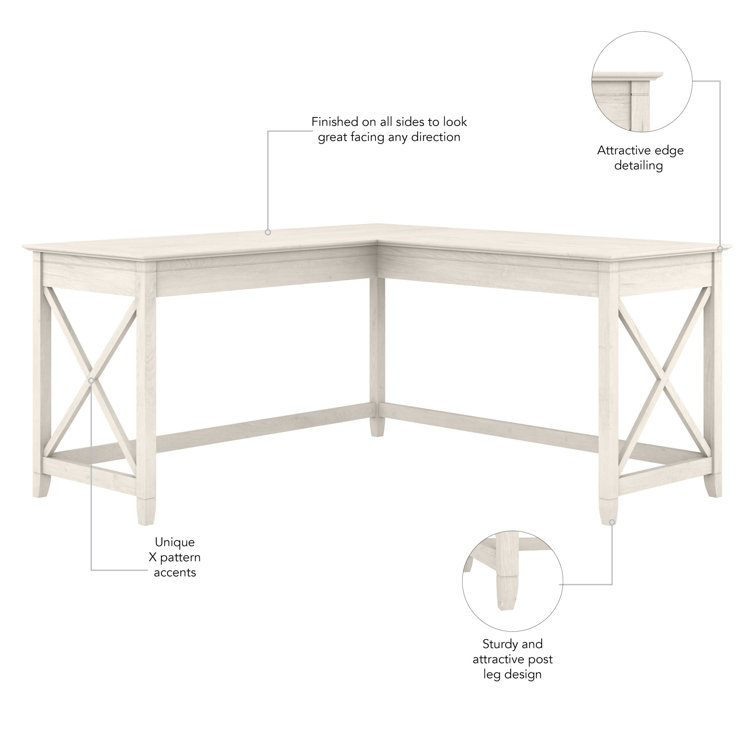 Key West Linen White Oak 60" L-Shaped Computer Desk