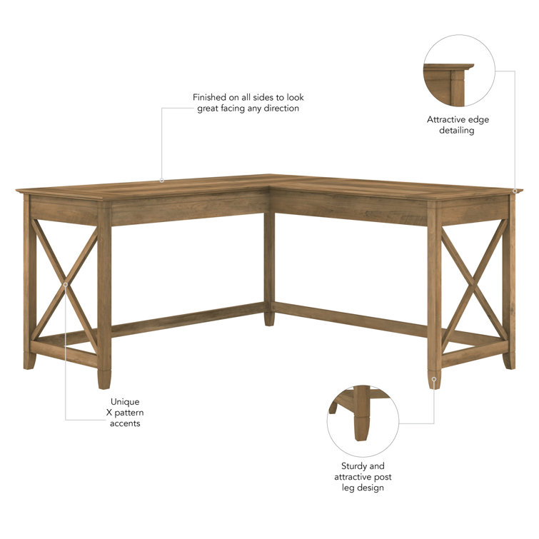 Reclaimed Pine 60" L-Shaped Corner Desk with X-Sides