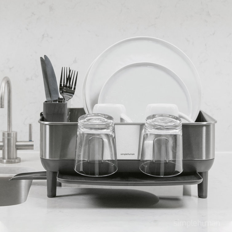 Compact Stainless Steel Dish Rack with Utensil Holder