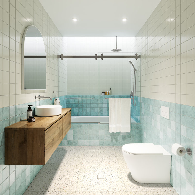 Polaris 60 in. Frameless Sliding Bathtub Door with Chrome Finish
