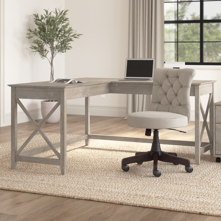 Washed Gray Particle Board L-Shaped Corner Desk