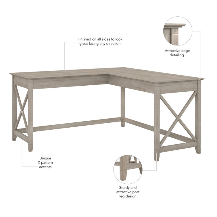Washed Gray Particle Board L-Shaped Corner Desk