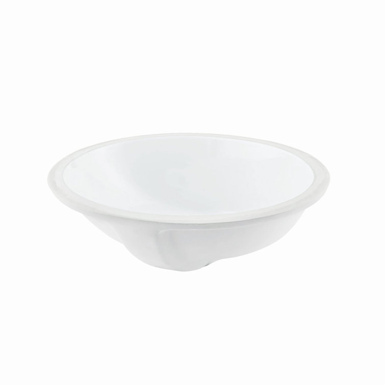 White Ceramic Oval Undermount Bathroom Sink