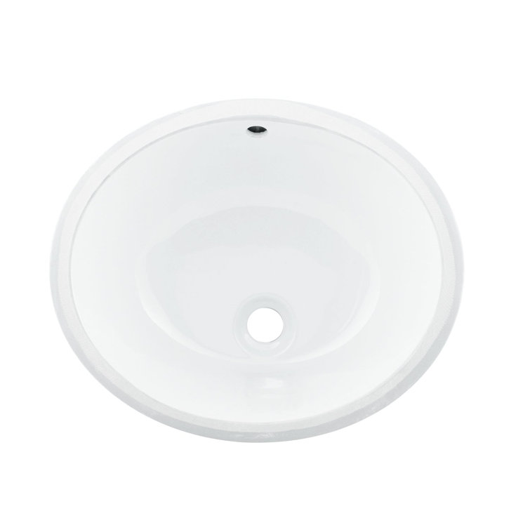 White Ceramic Oval Undermount Bathroom Sink