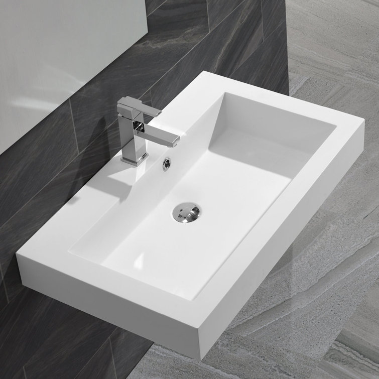 Matte White Acrylic Rectangular Vessel Bathroom Sink