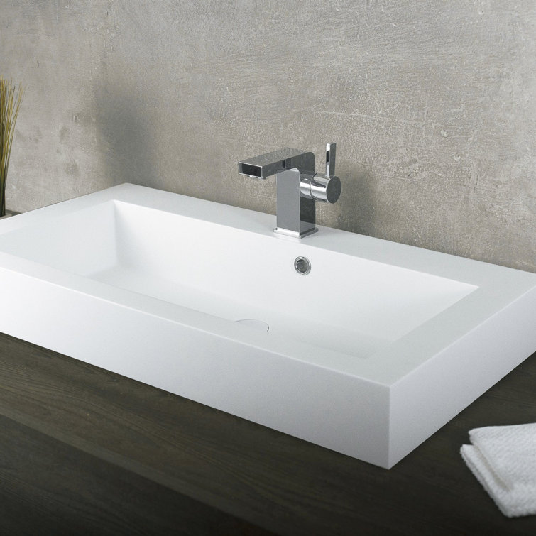 Matte White Acrylic Rectangular Vessel Bathroom Sink