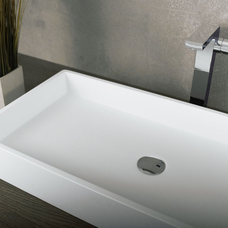 Matte White Acrylic Rectangular Vessel Bathroom Sink