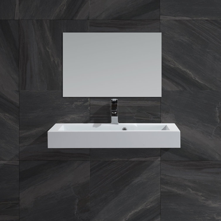 Matte White Acrylic Rectangular Vessel Bathroom Sink