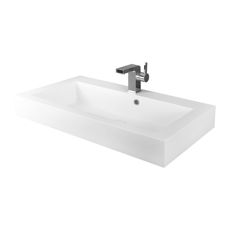 Matte White Acrylic Rectangular Vessel Bathroom Sink