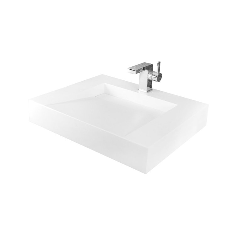 Matte White Acrylic Wall-Mount Bathroom Sink, 18.5''