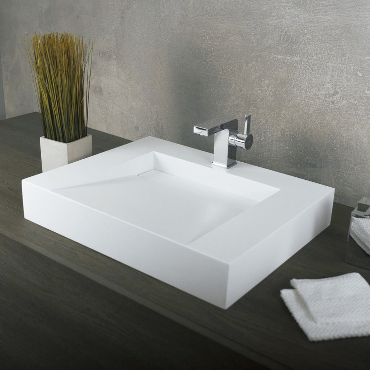 Matte White Acrylic Wall-Mount Bathroom Sink, 18.5''