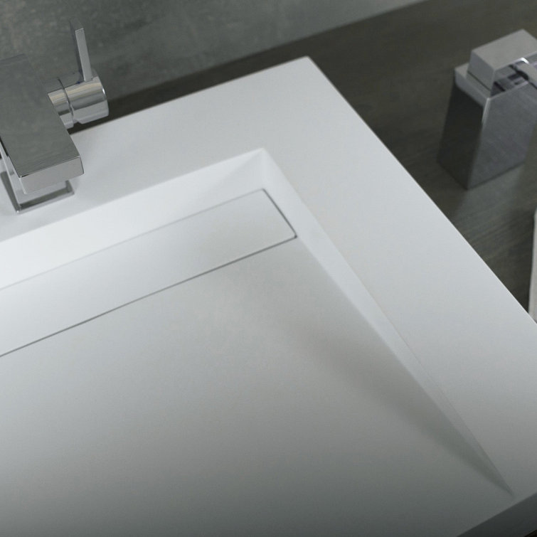 Matte White Acrylic Wall-Mount Bathroom Sink, 18.5''