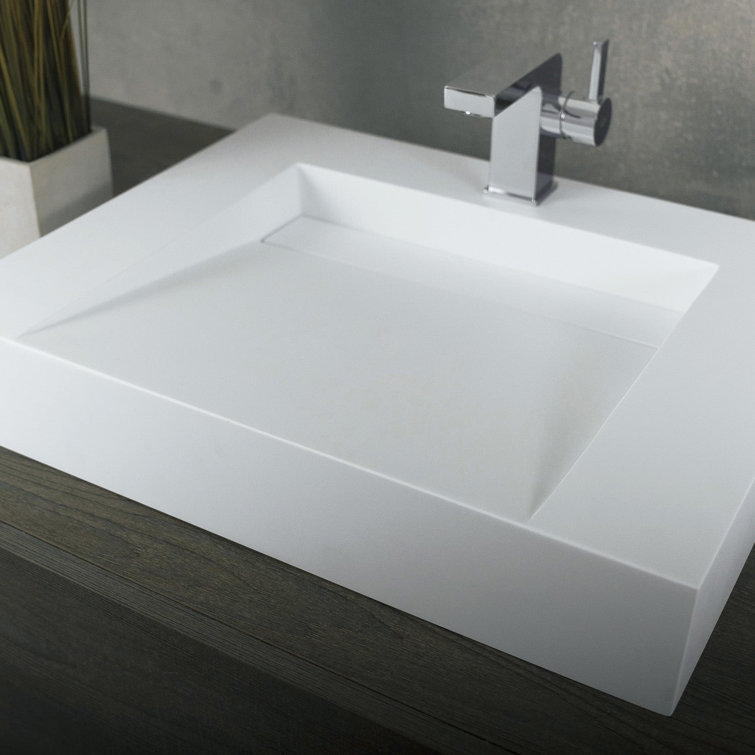 Matte White Acrylic Wall-Mount Bathroom Sink, 18.5''