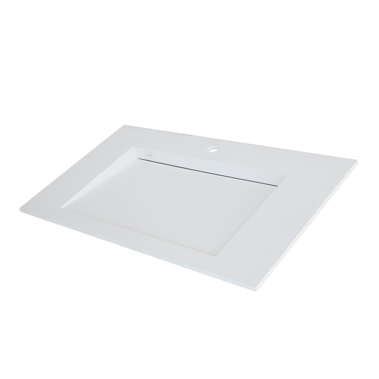 Matte White Acrylic Rectangular Bathroom Vessel Sink