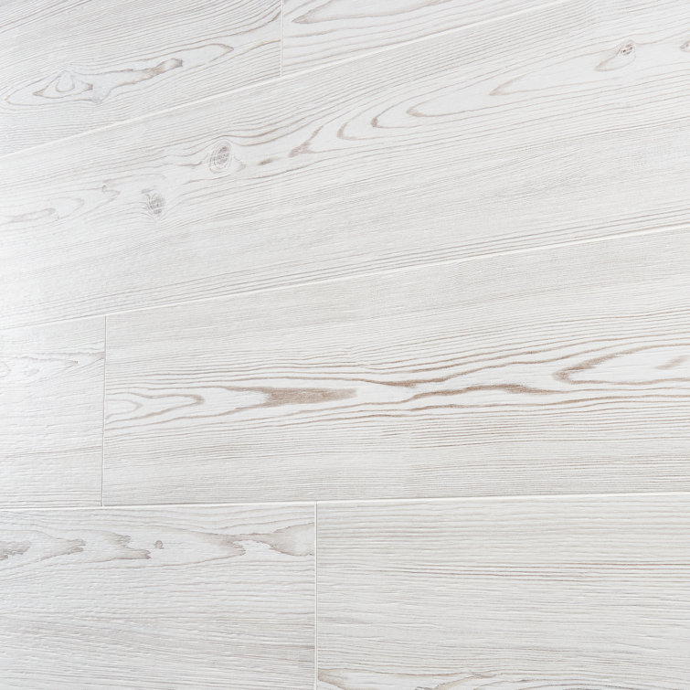 Teakwood Mandorla 8" x 48" Matte White Porcelain Wood Look Tile