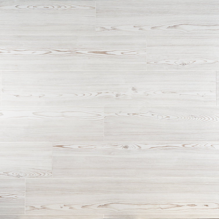 Teakwood Mandorla 8" x 48" Matte White Porcelain Wood Look Tile